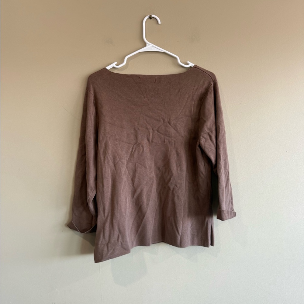 Coldwater Creek Brown 3/4 Sleeve Silk Blend Sweater - Picture 5 of 7